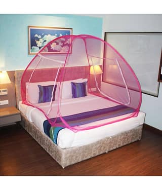 Silver Shine - Pink Polycotton Foldable Mosquito Net, Machardani ( Pack of 1 )