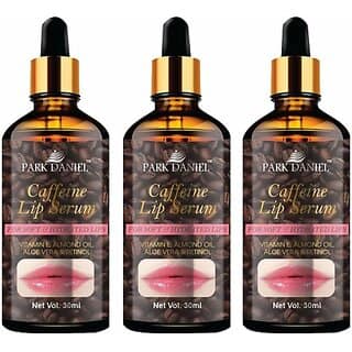 PARK DANIEL Natural Caffeine Lip Serum Oil With Vitamin E and Almond Oil- For Soft Lips Combo Pack Of 3 Bottles of 30ml (90ml) (90 ml, Brown) view 2