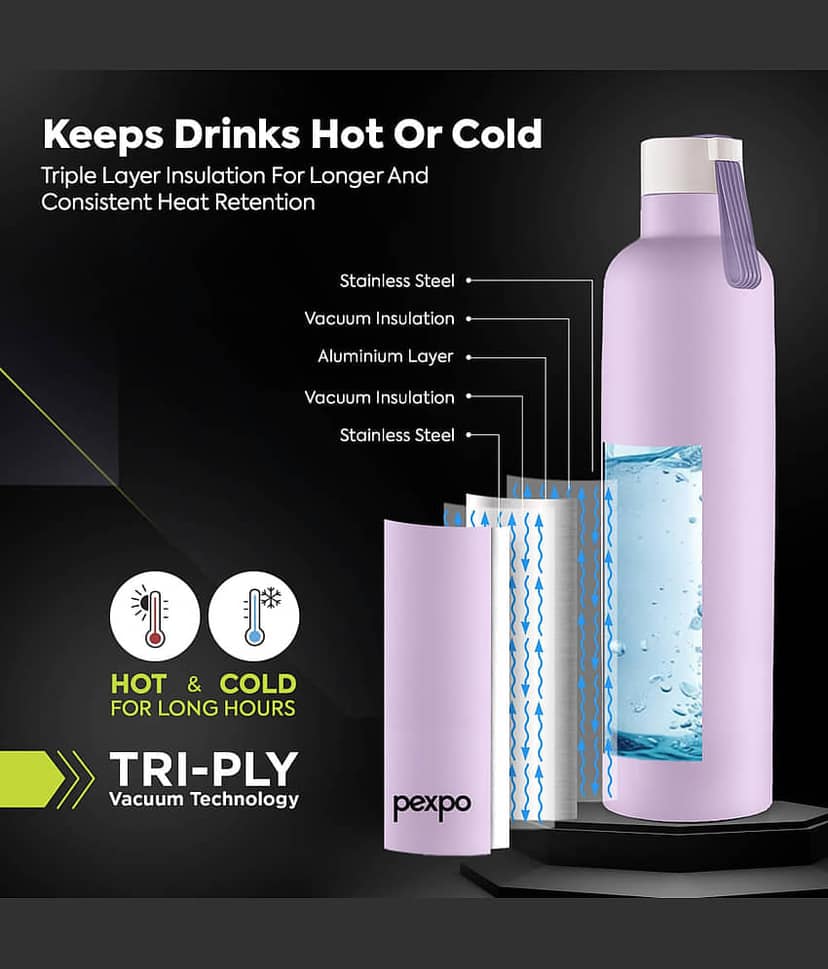 Pexpo Oslo Purple Thermosteel Flask ( 1000 ml ) view 2