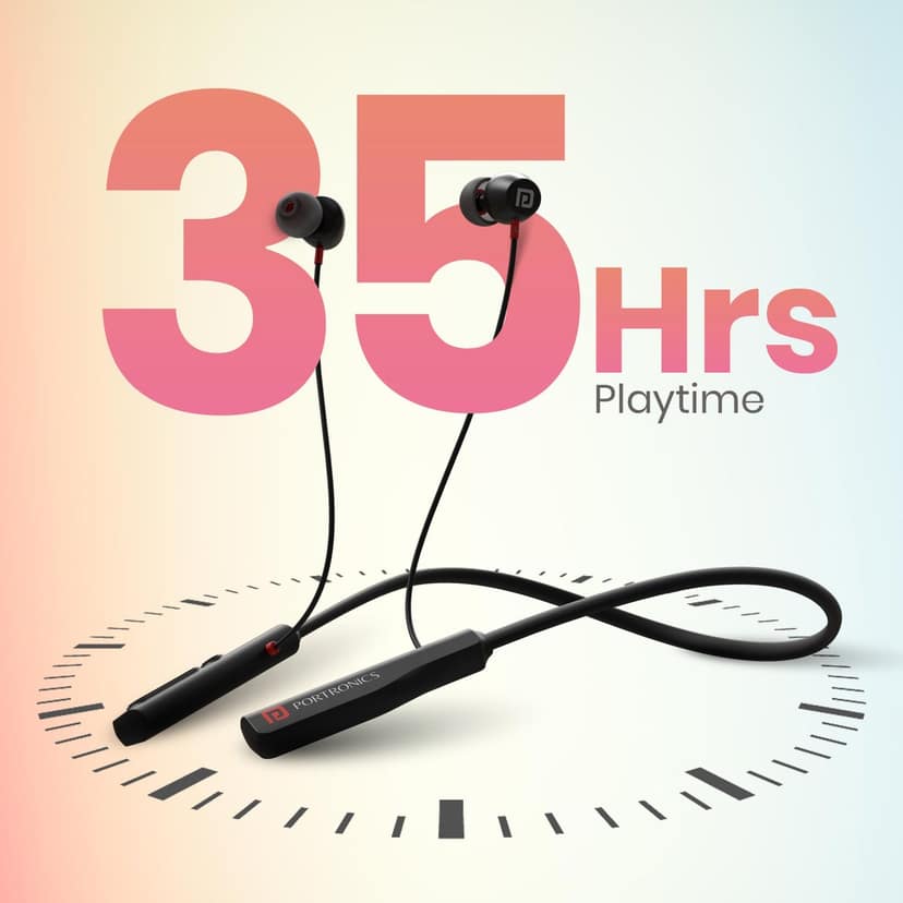Portronics Harmonics Z11 35 Hour Playtime, 10mm Dynamic Driver, Magnetic Earbuds, Type C Fast Charging view 2