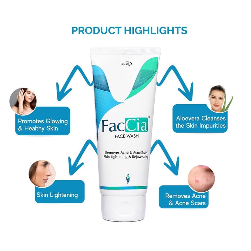 Faccia Anti Acne Face Wash(100ml*2): Fights Scars, Acne Free Purifying Cleanser, Richly Formulated with Glycolic Acid, Vitamin E, and Aloe Vera Extracts, Suitable for Oily & Combination Skin, 100ml view 3