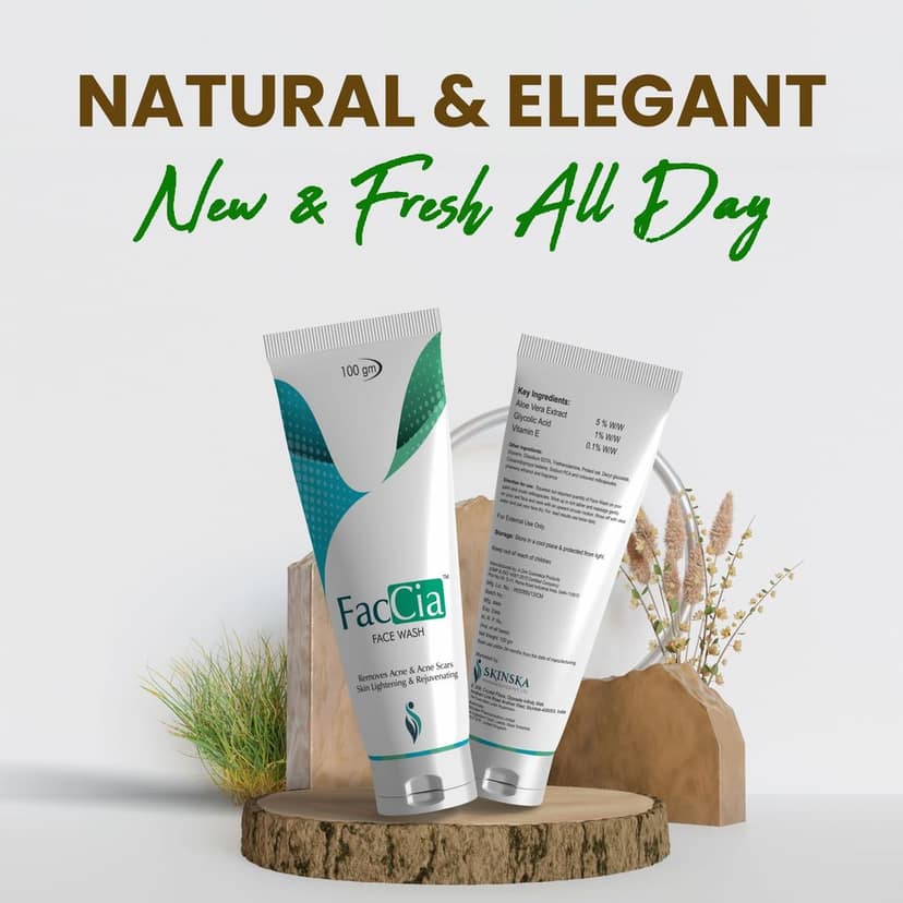 Faccia Anti Acne Face Wash(100ml*2): Fights Scars, Acne Free Purifying Cleanser, Richly Formulated with Glycolic Acid, Vitamin E, and Aloe Vera Extracts, Suitable for Oily & Combination Skin, 100ml view 5