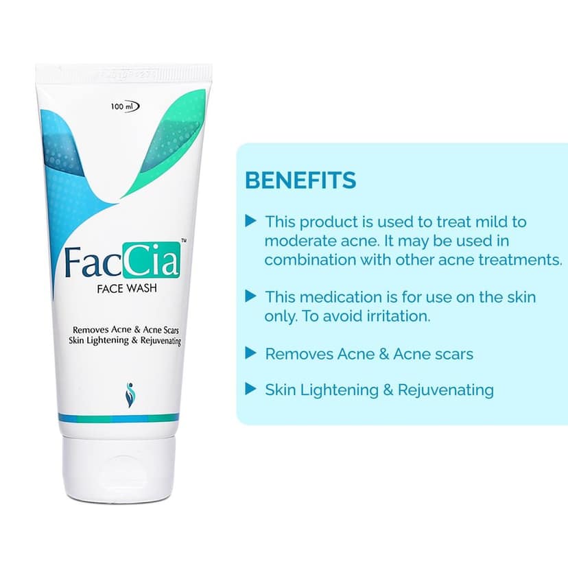 Faccia Anti Acne Face Wash(100ml*2): Fights Scars, Acne Free Purifying Cleanser, Richly Formulated with Glycolic Acid, Vitamin E, and Aloe Vera Extracts, Suitable for Oily & Combination Skin, 100ml view 7
