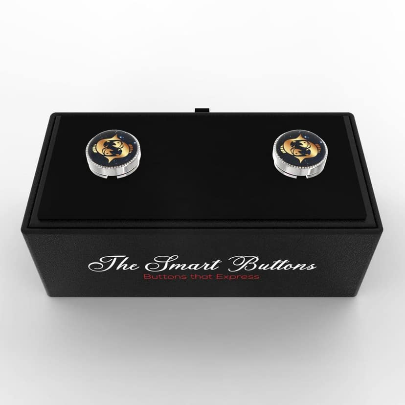 The Smart Buttons - Shirt Button Cover Cufflinks for Men - Pisces Design Pattern view 3
