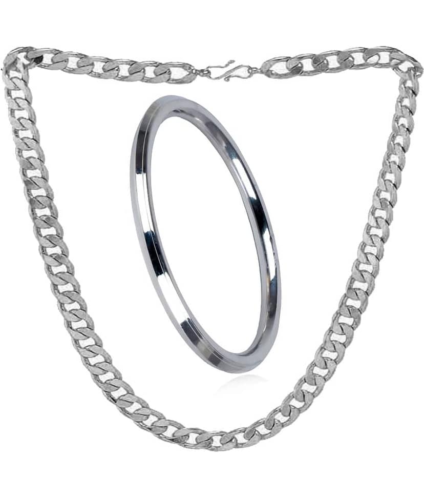 SHANKH-KRIVA Silver Plated Chain ( Set of 2 )