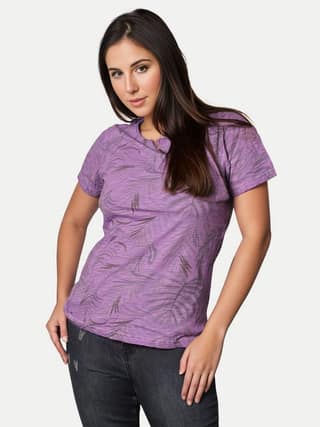 Women Violet Floral Printed T-shirt