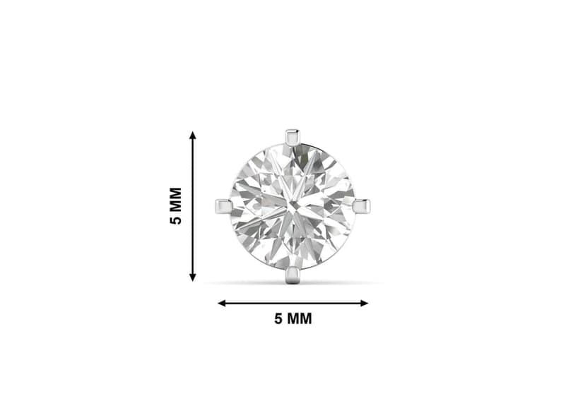 Round Solitaire CZ Ear Stud For Him (1 Pc Only) view 8