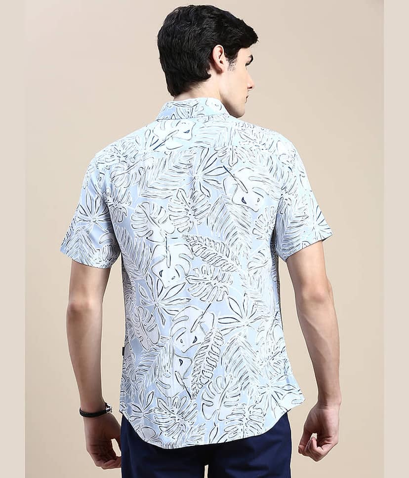 Showoff Cotton Blend Regular Fit Printed Half Sleeves Men's Casual Shirt - Blue ( Pack of 1 ) view 4