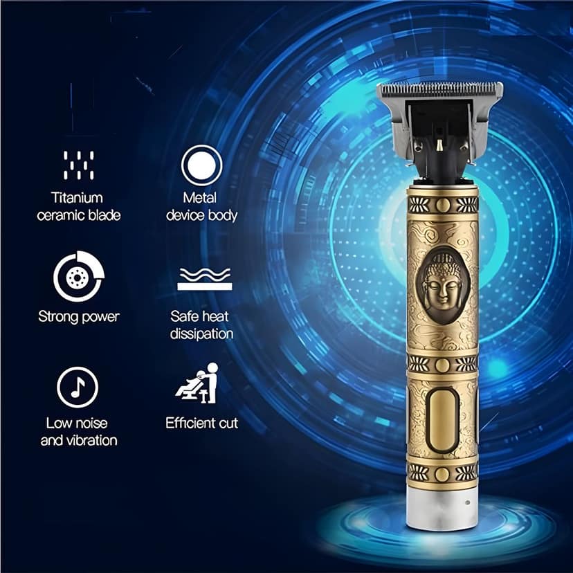 Vintage T9 Trimmer For Men Hair Zero Gapped Clipper Professional Cordless Haircut Electric Beard Trimmer with 4 Guide Combs, USB Rechargeable Beard Trimmer for Barbershop and Home Use view 3