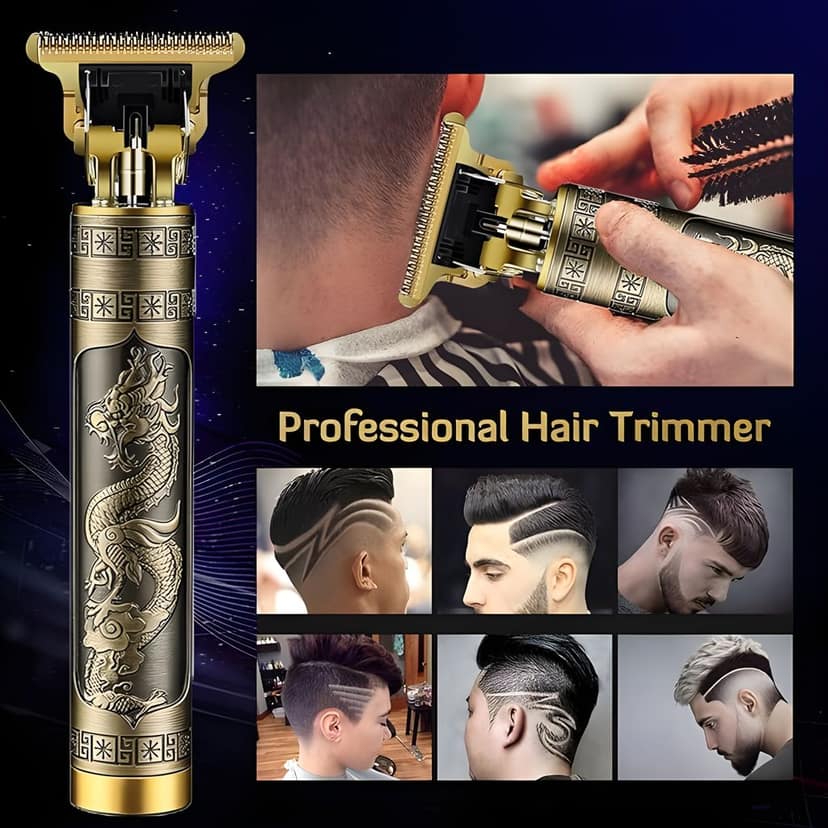 Vintage T9 Trimmer For Men Hair Zero Gapped Clipper Professional Cordless Haircut Electric Beard Trimmer with 4 Guide Combs, USB Rechargeable Beard Trimmer for Barbershop and Home Use view 4