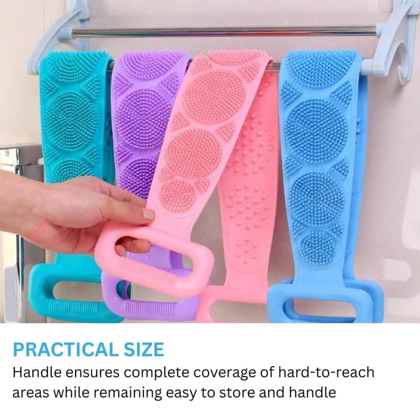 Lifeori Silicone Body Back Scrubber, Double Side Bathing Brush for Skin Deep Cleaning Massage, Dead Skin Removal Exfoliating Belt for Shower, Easy to Clean,Body Brush for Bathing Visit the Sulfar Store view 5