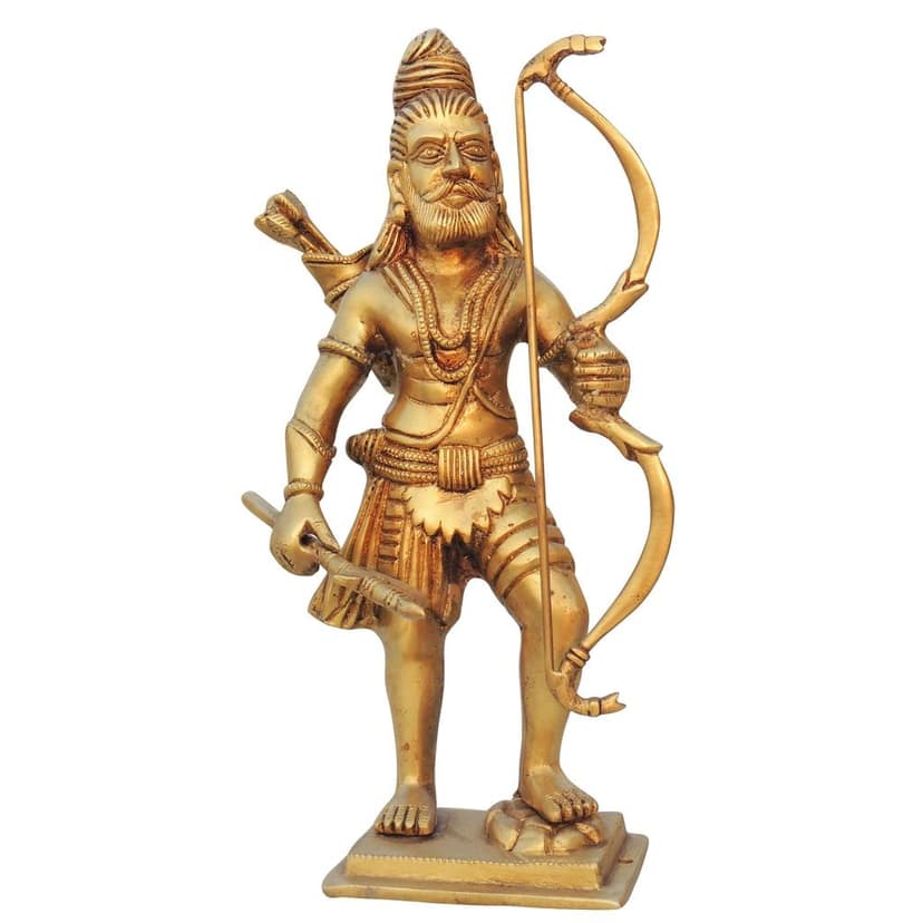 Brass Lord Parshuram Idol � Handmade Religious Brass God Decorative Murti, Height : 10.5 Inch (BSMAS1339 C)