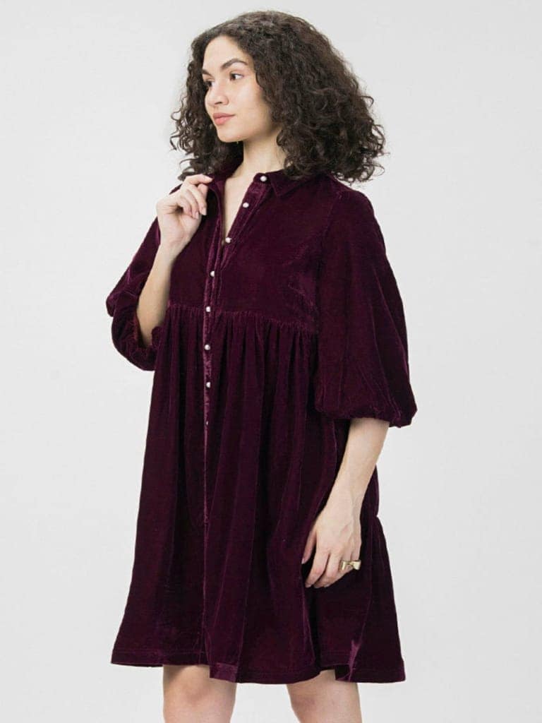 Gathered Velvet Party Dress view 4