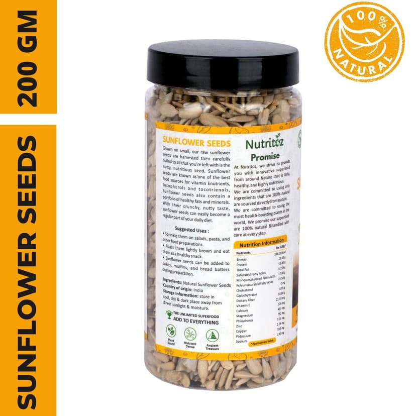 Nutritoz Raw Sunflower Seeds for Eating, Rich in Proteins, Fiber, Calcium, Magnesium and Zinc with many other Health Benefits view 2