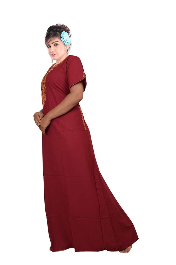 VALENCIA SLEEPWEAR Plain Embroidery Gown Maxi Nightwear Nighty Lizzy Bizzy Soft Fabric view 4