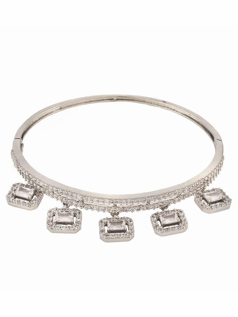 Silver Plated AD Studded Minimal Charms kada bracelet view 3