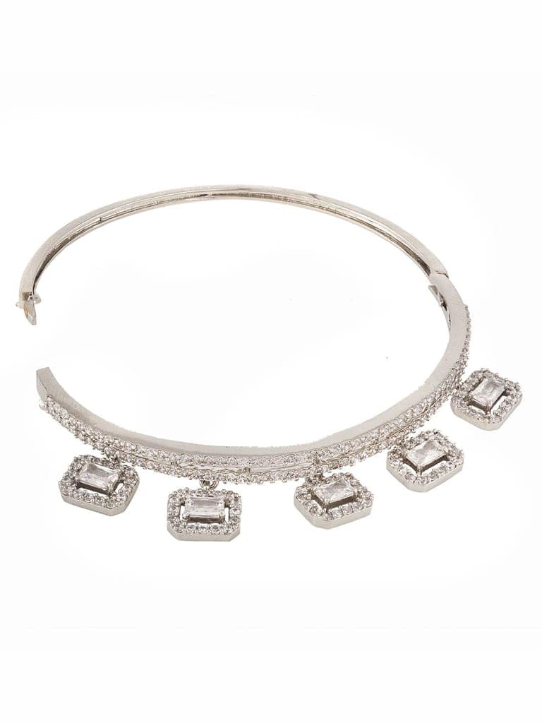 Silver Plated AD Studded Minimal Charms kada bracelet view 4