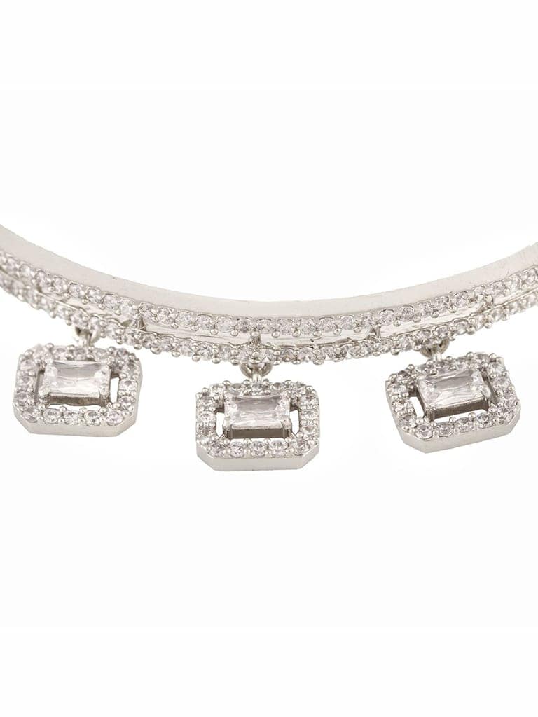 Silver Plated AD Studded Minimal Charms kada bracelet view 6