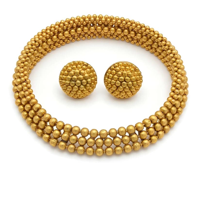 Gold Plated Traditional Beaded Choker Necklace Set with Matching Stud Earrings for Women Ethnic Jewellery Wedding Party Festive Wear view 4