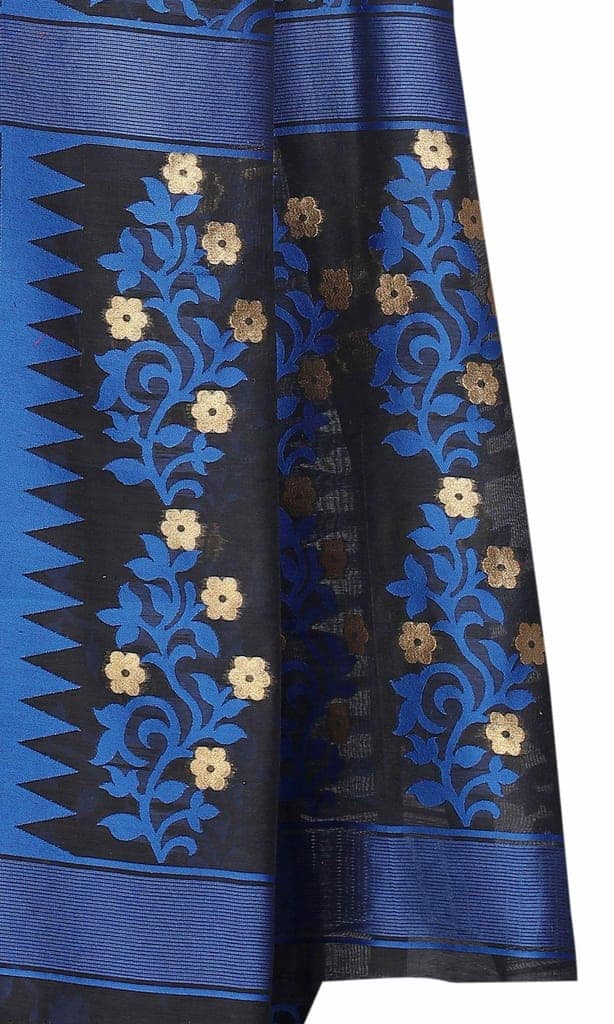 Silk Zone Women's Cotton Blend Jamdani Woven Saree with Blouse Piece view 3