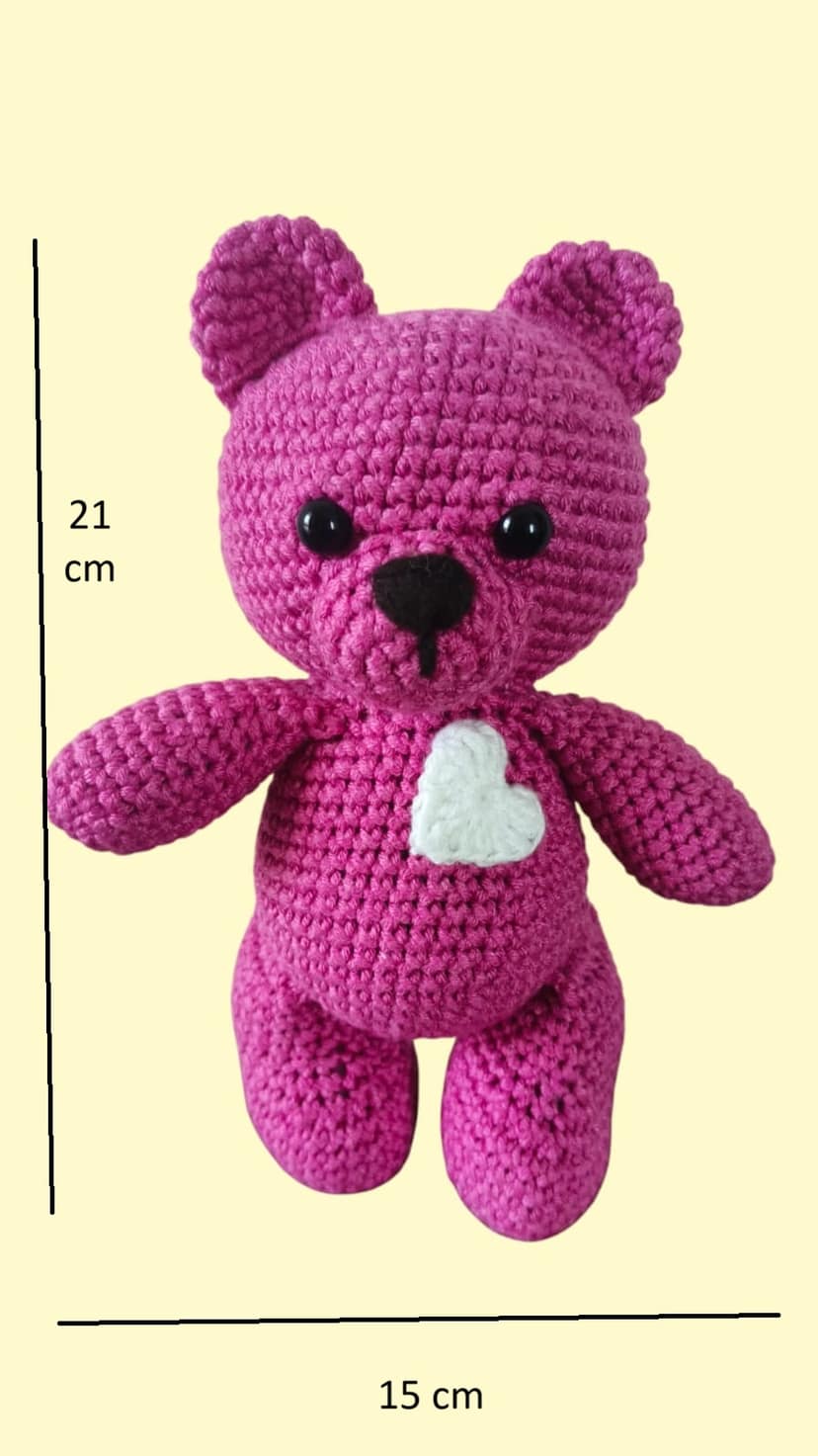 Pink Bear Stuffed Crochet Toy