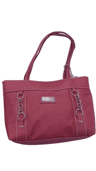 Women's Red PU Leather Handbag with Chain Detail