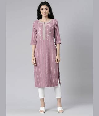 Samhitas Pack of 1 Chanderi Solid Straight Women's Kurti - ( Grey )
