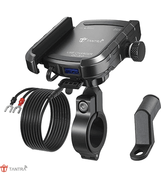 TANTRA S33C Phone Holder With Charger For Motorcycle | Scooter Mobile Phone Holder Mount |