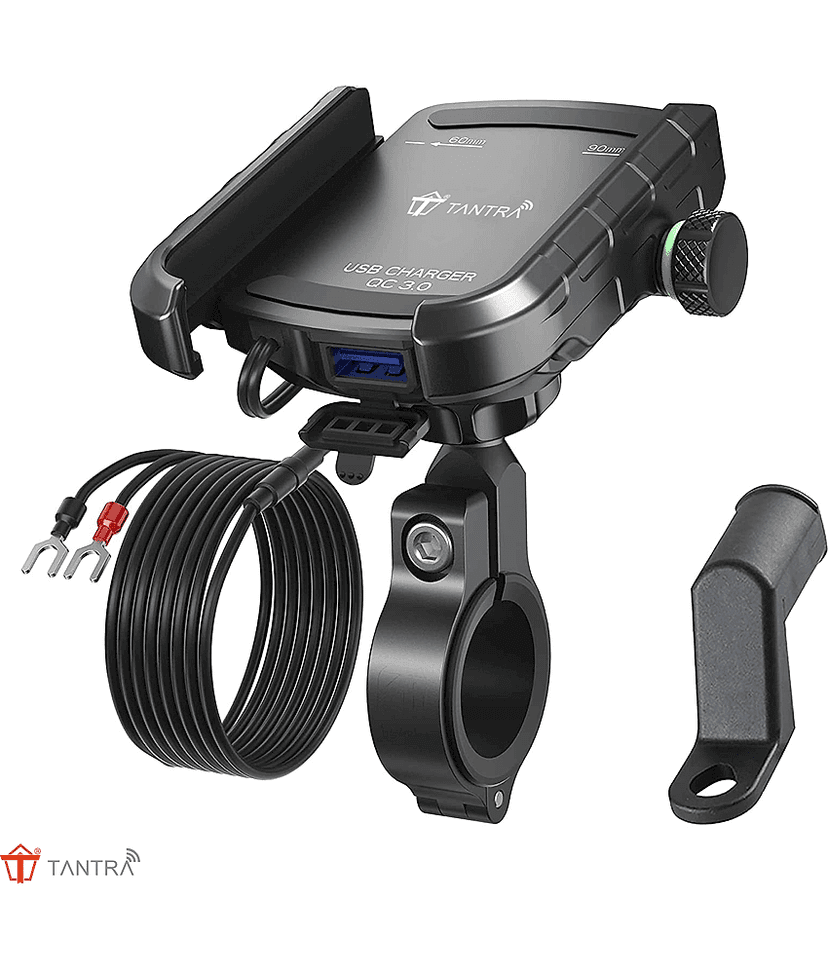 TANTRA S33C Phone Holder With Charger For Motorcycle | Scooter Mobile Phone Holder Mount |