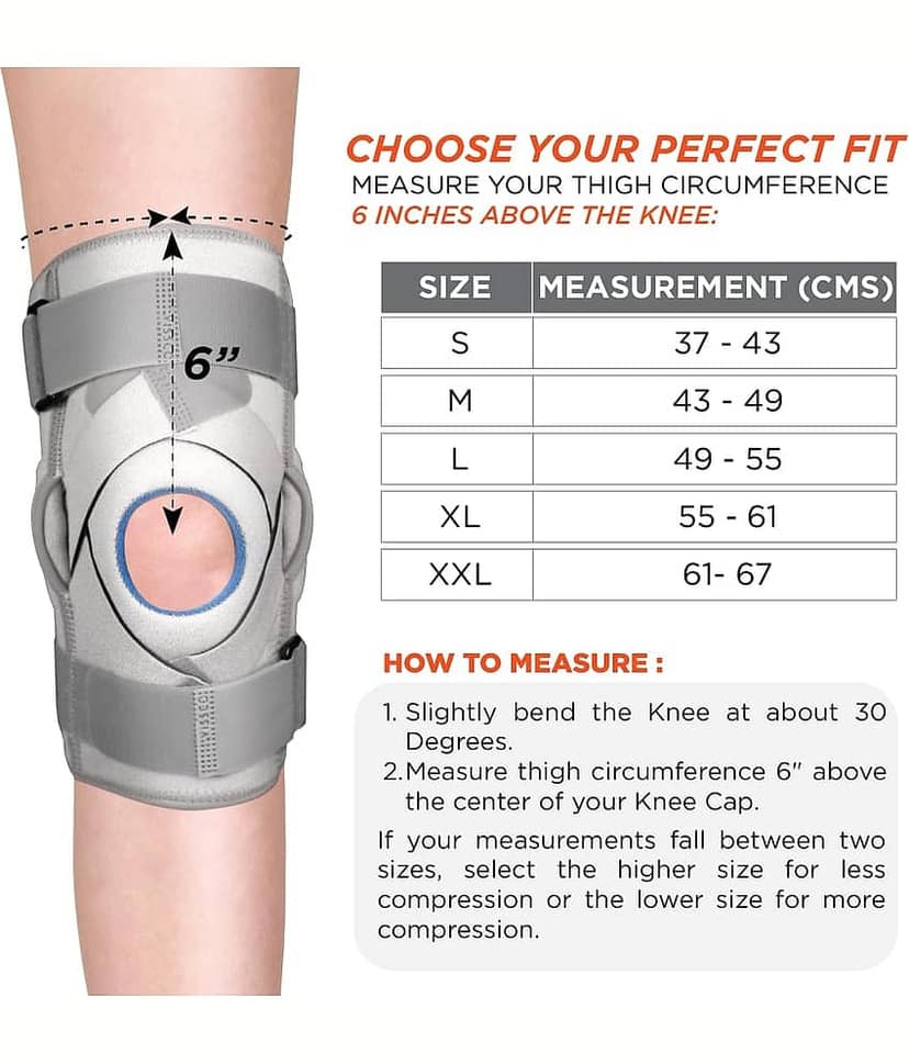 Vissco Unisex Hinge-Free Knee Braces Single Grey ( M - Size ) view 2