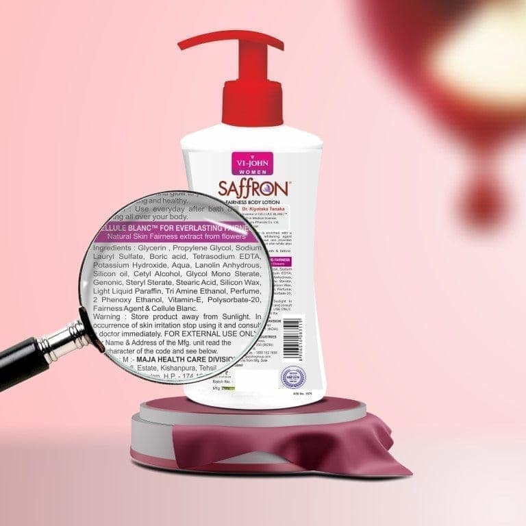 VI-JOHN Saffron Fairness Red Apple Body Lotion With Vitamin E - 250 ML (Men & Women) view 3