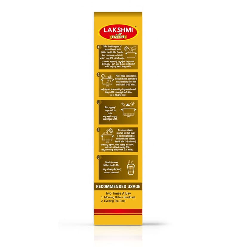 Lakshmi Fresh Millets Health Mix 500g I 100% Natural, Health & Nutrition Drink | Millets Health Drink | Millets Porridge Mix (pack of 5) (pack of 2) view 5