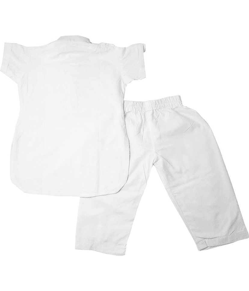harshvardhanmart Boys 100% Cotton - Pattern Kurta Pant Set ( White , Pack of 1 ) view 2