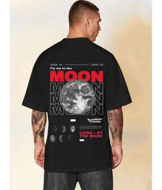 CrazyBee Pack of 1 Cotton Blend Oversized Fit Men's T-Shirt ( Black )