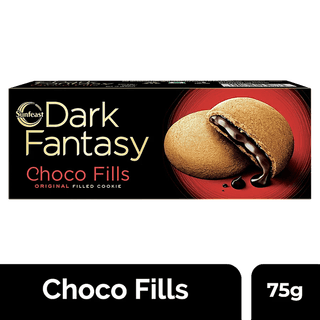 Sunfeast Dark Fantasy - Choco Fills, Original Filled Cookies With Choco Creme, 75 G Pouch