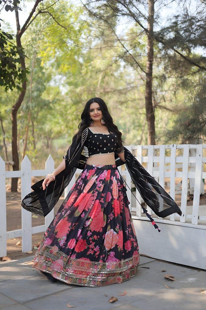 Multi Colour Lehenga Choli Readymade Stitched For Wedding Women Partywear Skirt Ready To Wear view 4
