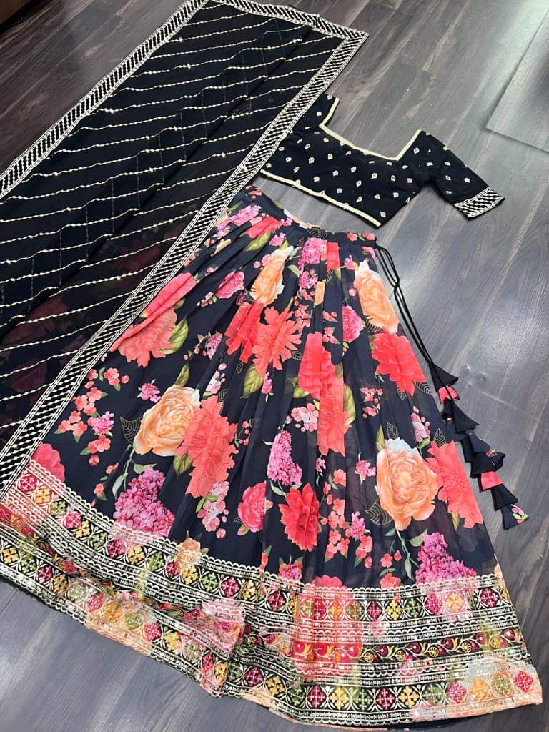 Multi Colour Lehenga Choli Readymade Stitched For Wedding Women Partywear Skirt Ready To Wear view 7