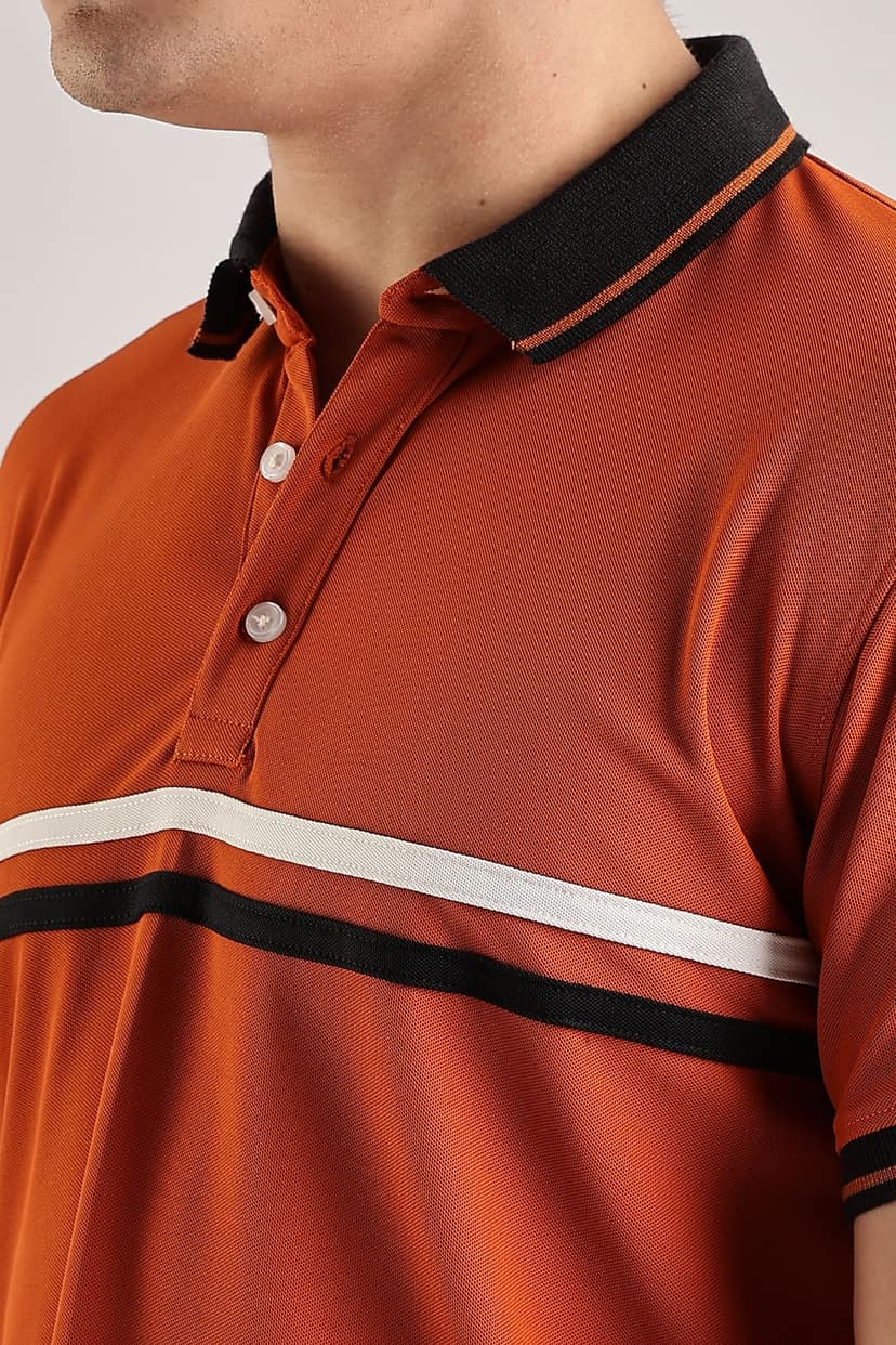 Polyester Orange Striped Polo view 10