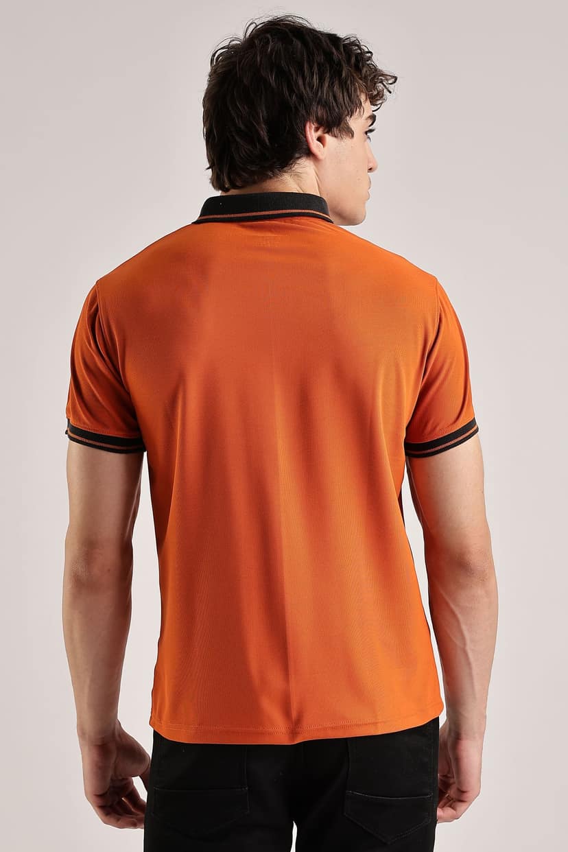 Polyester Orange Striped Polo view 9