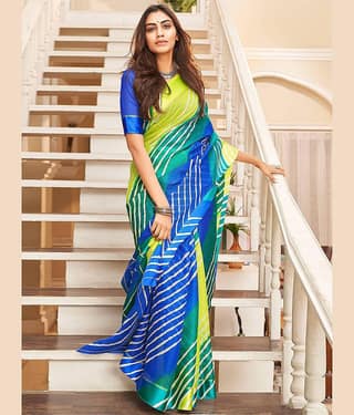 BLEESBURY Mysore Silk Printed Saree With Unstitched Blouse Piece ( Multicolor )