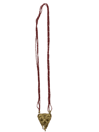 Delicate Traditional Gold Pendant with Red Beads