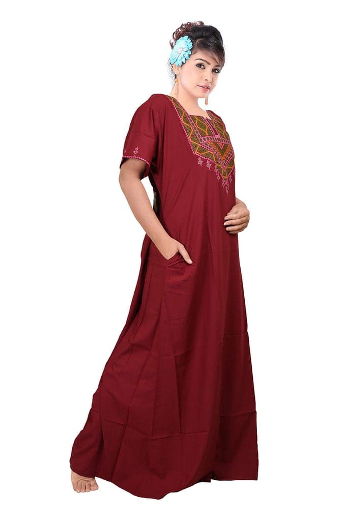 VALENCIA SLEEPWEAR Lizzy Bizzy Cotton Embroidery Nighty Nightwear Maxi Plain for Women view 6