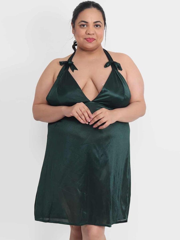 Plus Size Sexy Solid Cherry Honeymoon Babydoll Bikini Dress BB41Gb