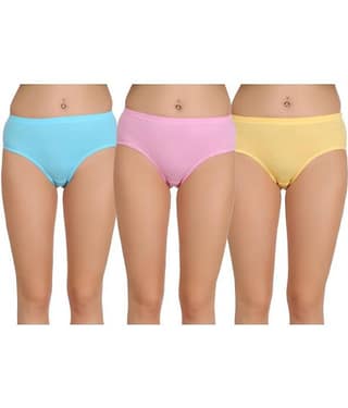 Eve's Beauty Pack of 3 Cotton Women's Hipsters ( Multi Color )