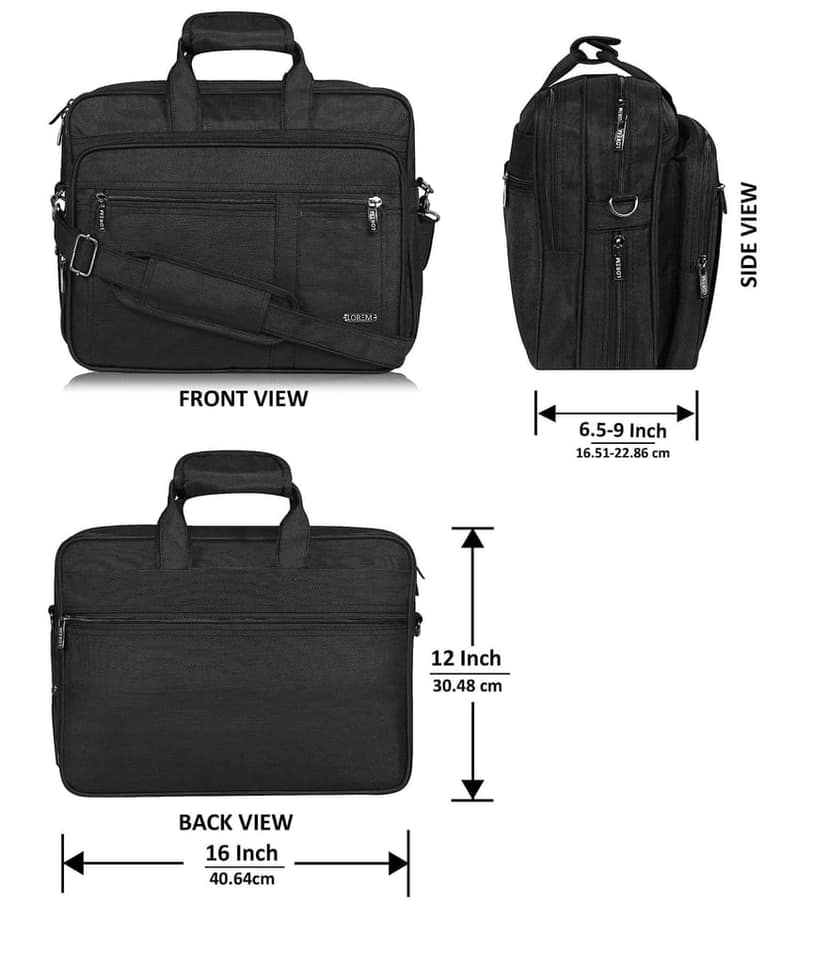 LOREM Black Color Linen fabric 28L Laptop Messenger Bag For Men New BG66 view 3