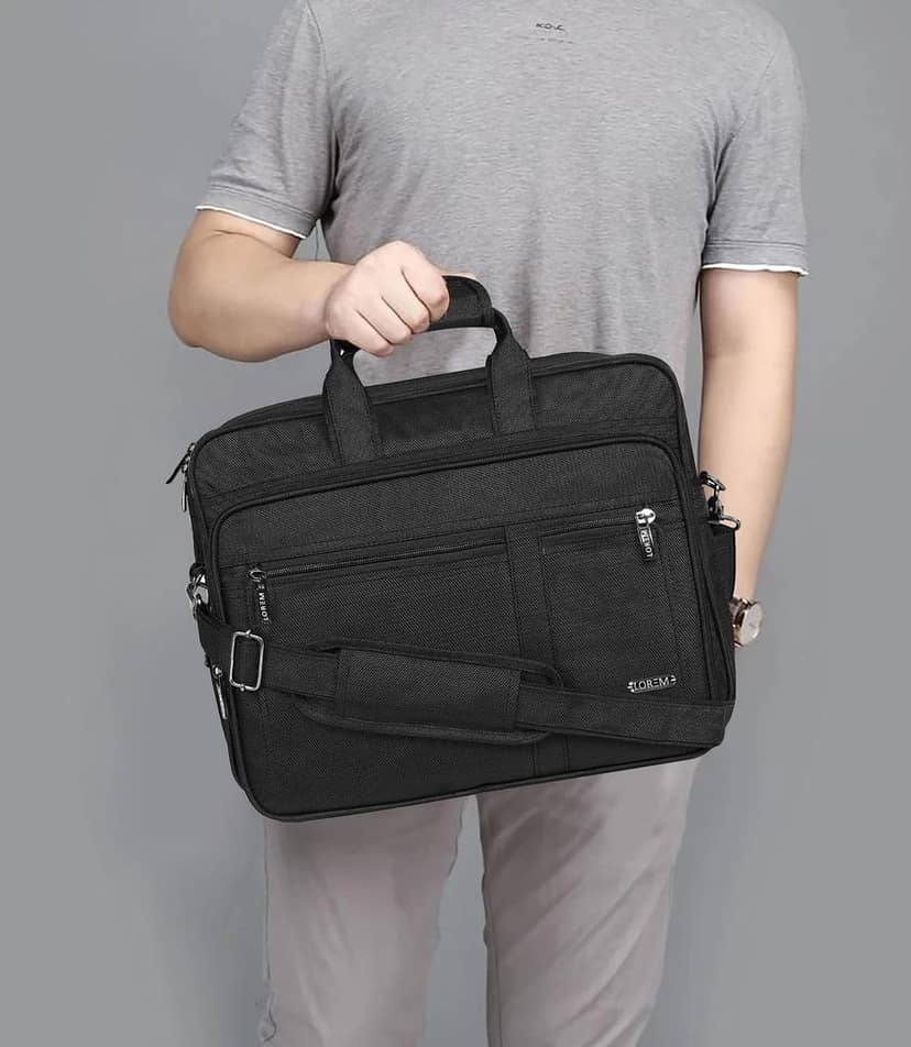 LOREM Black Color Linen fabric 28L Laptop Messenger Bag For Men New BG66 view 7