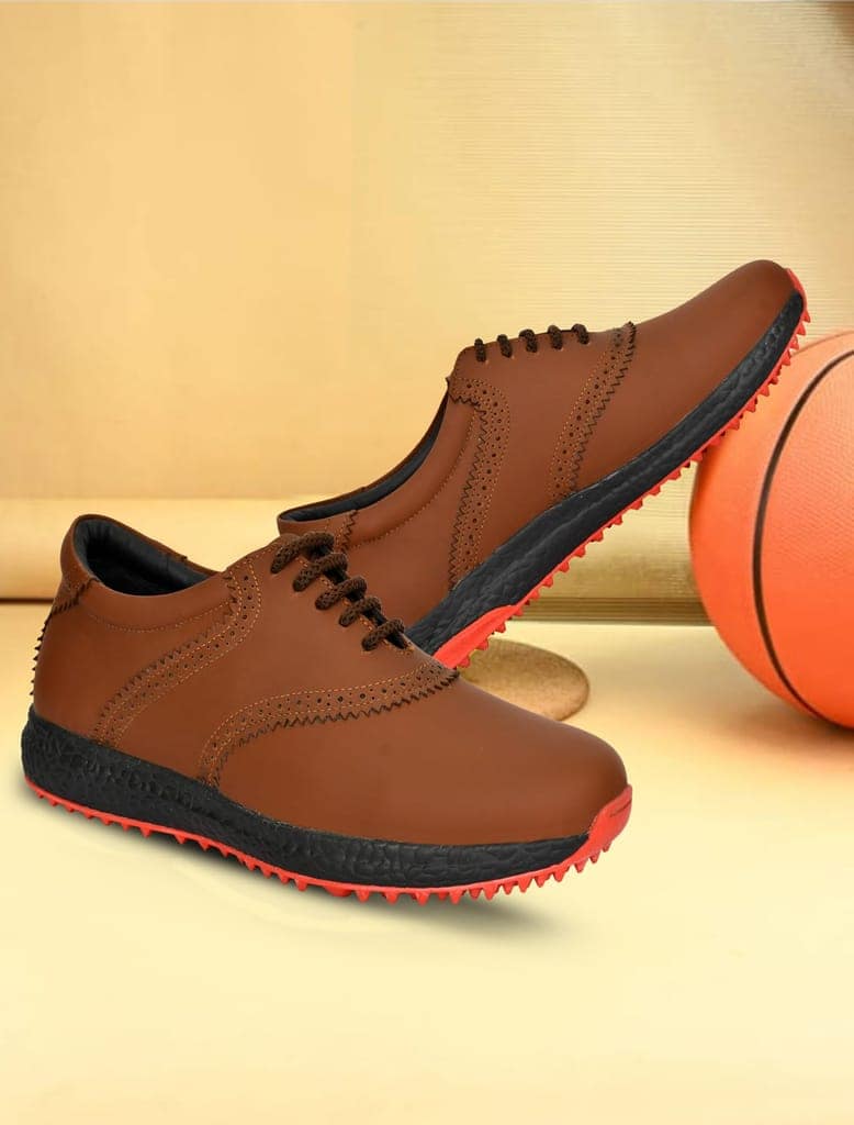 HITCARO Men Proffessional Leather Golf Shoes | Lace-Up | Phylon Sole |Waterproof | Comfortable | Breathable | Sports Shoes view 2