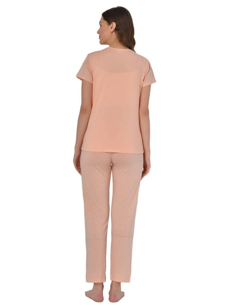 Klamotten Women's Peach Allover Printed Top Pyjama Set N33H view 6