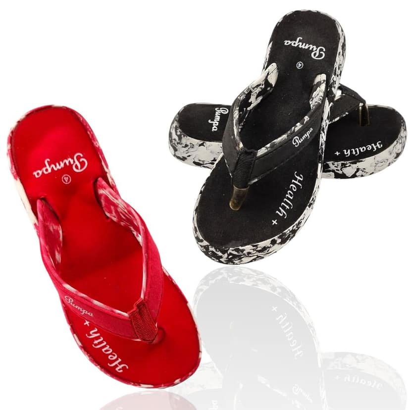 UA01 Stylish Ortho Chappals for Women Fashionable Black and Red Ortho Chappal for Girls and Stylish Women view 3