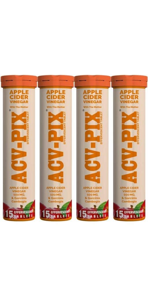 ACV-PIX GARCINIA CAMBOGIA FOR WEIGHT LOSS EFFERVESCENT TABLET, ACV WITH MOTHER (4 x 15 Tablets)